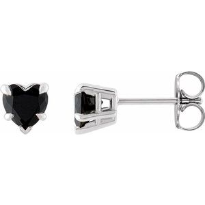 14K White Gold Natural Black Onyx Stud Earrings