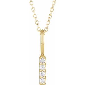 14K Yellow Gold .07 CTW Natural Diamond Vertical Bar 16-18" Necklace