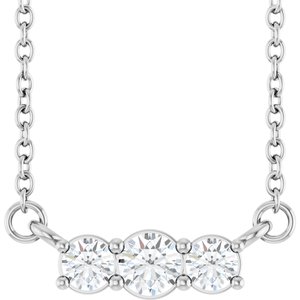 14K White Gold 1/5 CTW Natural Diamond Three-Stone 18" Necklace