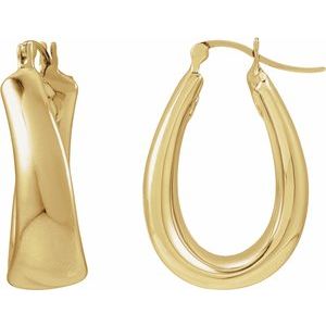 14K Yellow Gold Electroform Puffed 25 mm Hoop Earrings