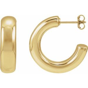 14K Yellow Gold Electroform Puffed 25 mm Hoop Earrings
