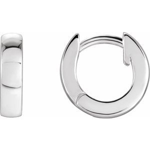 14K White Gold Hinged 9.5 mm Hoop Earrings