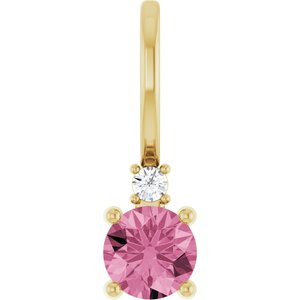 14K Yellow Gold Natural Pink Tourmaline & .015 CT Natural Diamond Charm/Pendant