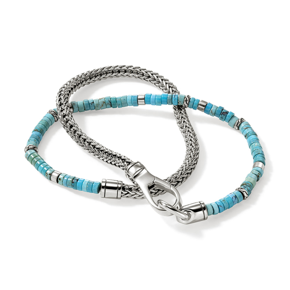 Heishi Chain Wrap, Sterling Silver, Hardstones - Turquoise