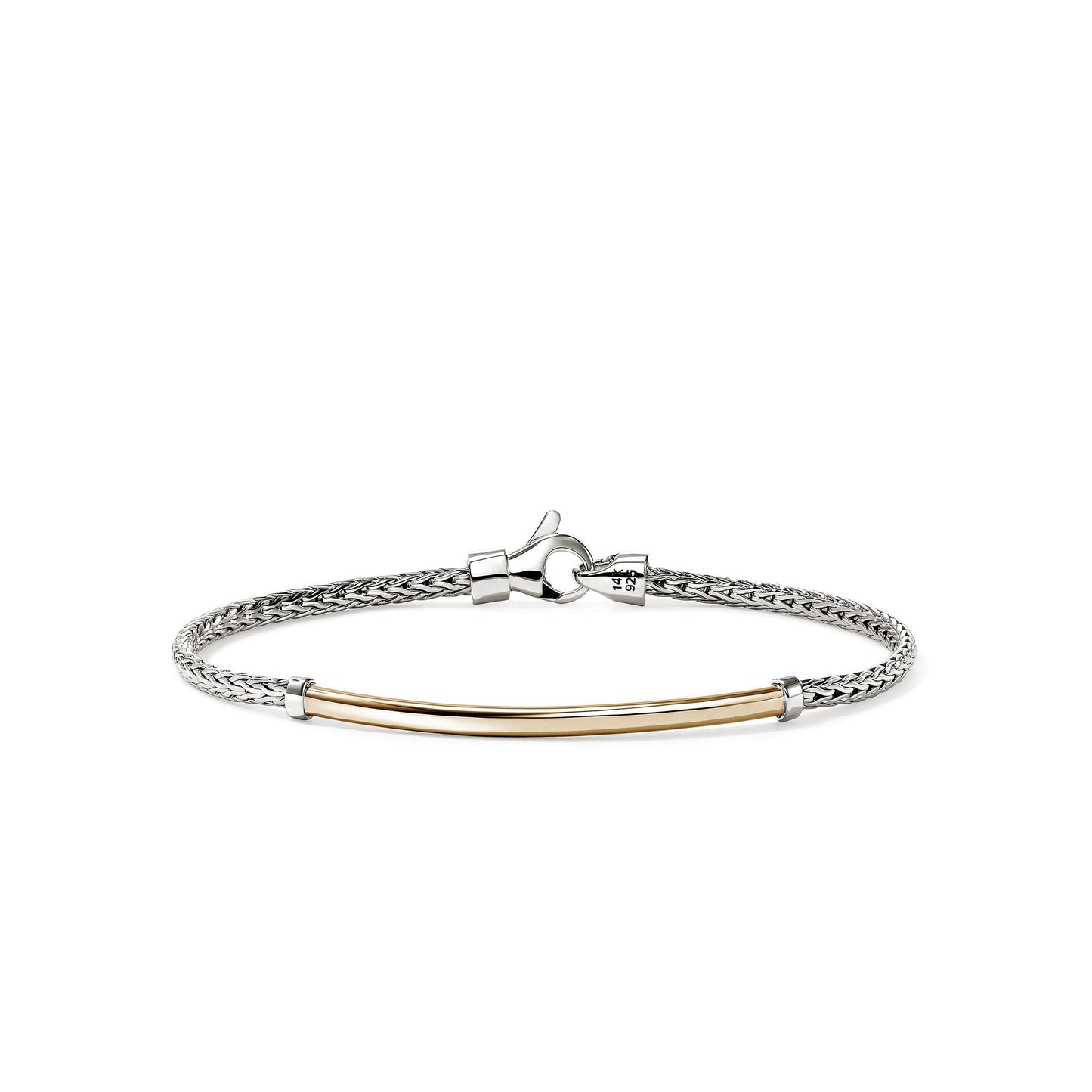 Essentials Silver 2.5 Mm Bracelet With Center 14KY Bar