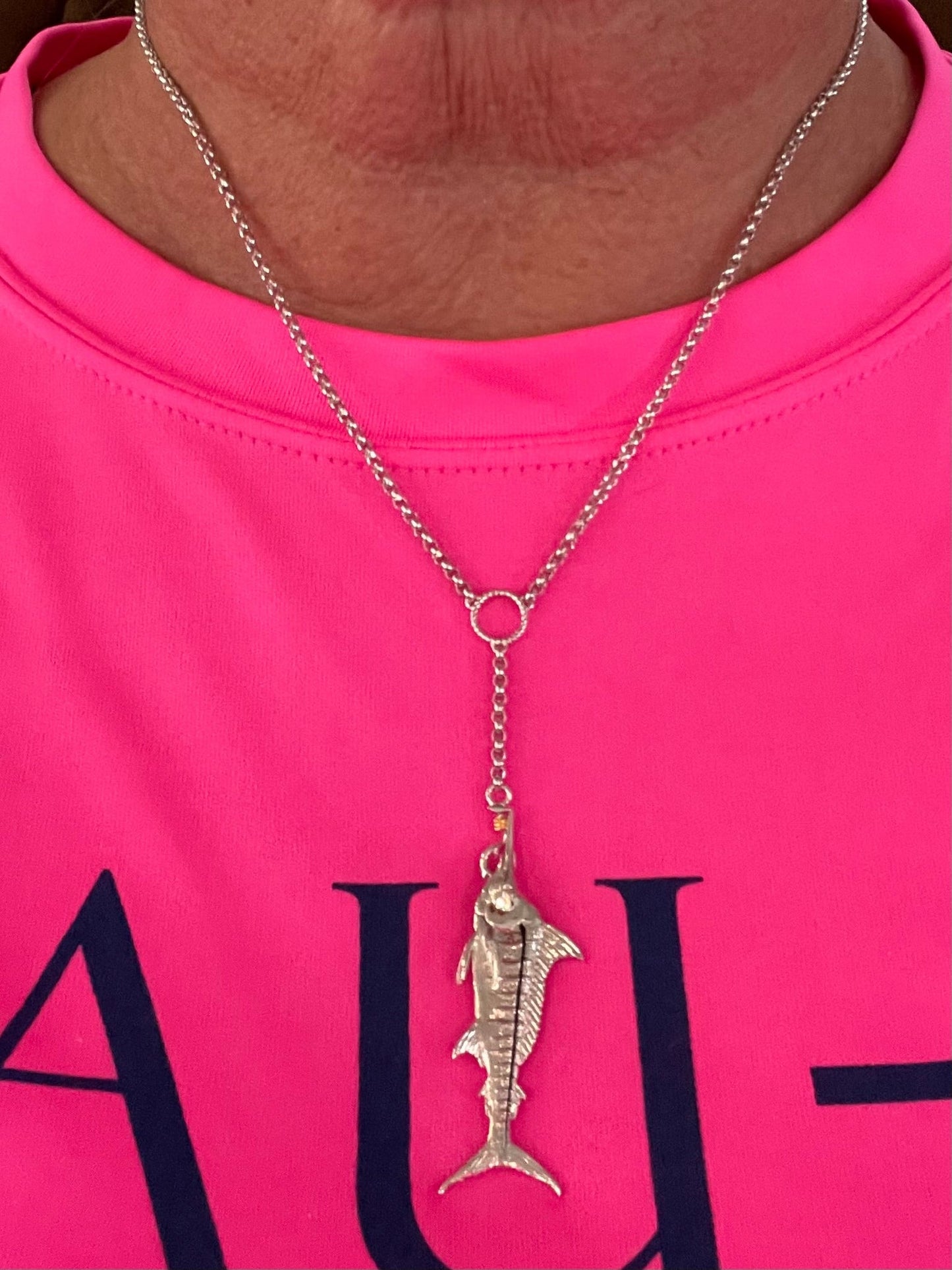 Blue Marlin Lariat Necklace (16" to 18" adjust)