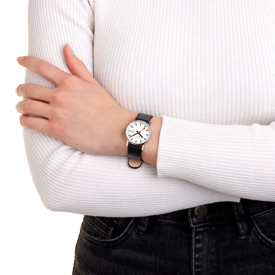 EVO2 BIG DATE - BLACK VEGAN GRAPE LEATHER STRAP - 30mm