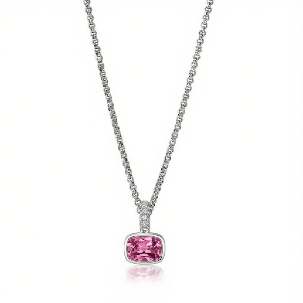 John Hardy Heishi Gem Pendant Necklace, Sterling Silver, Rhodolite, Diamonds — professional product photograph