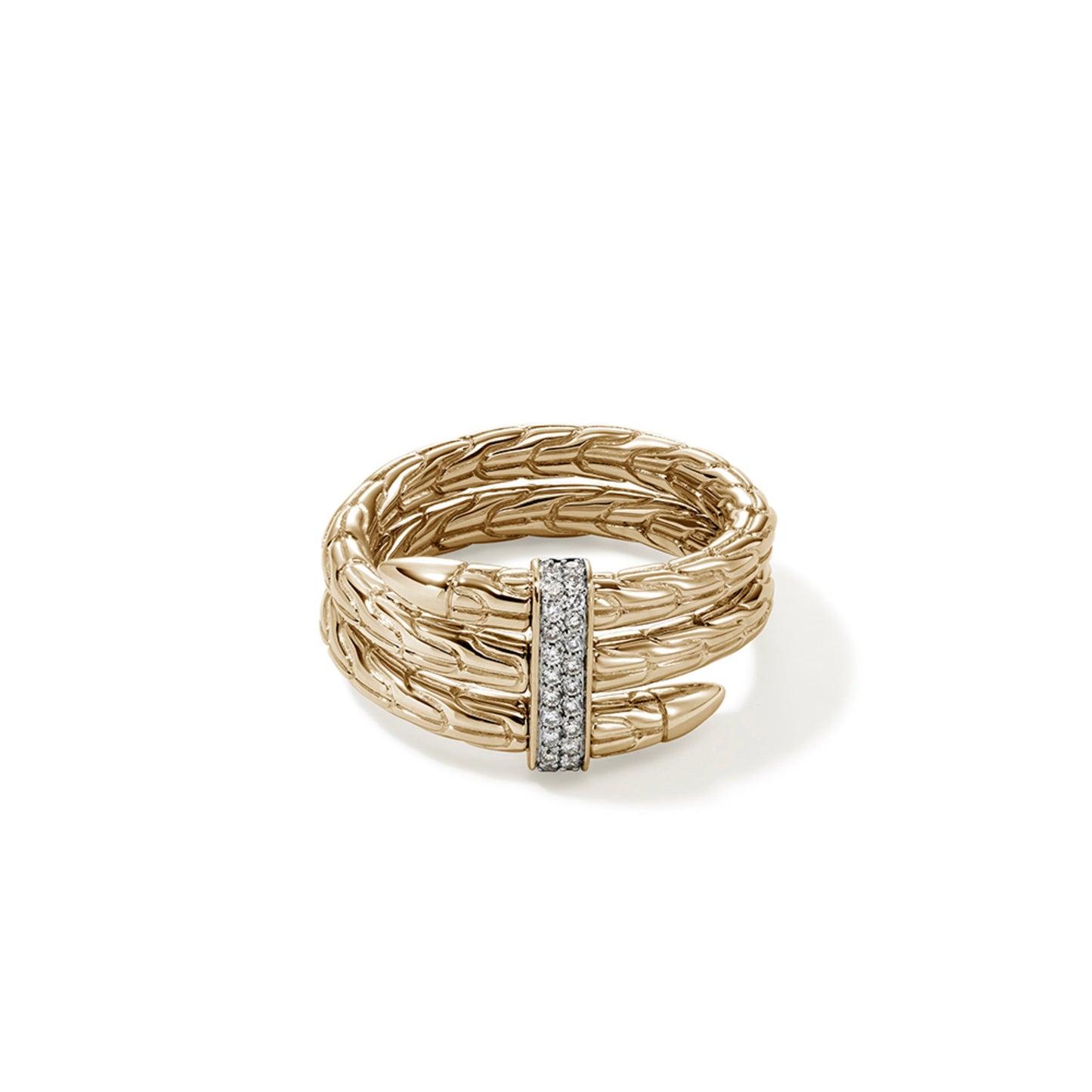 John Hardy Spear 14K Gold Diamond Double Wrap Ring