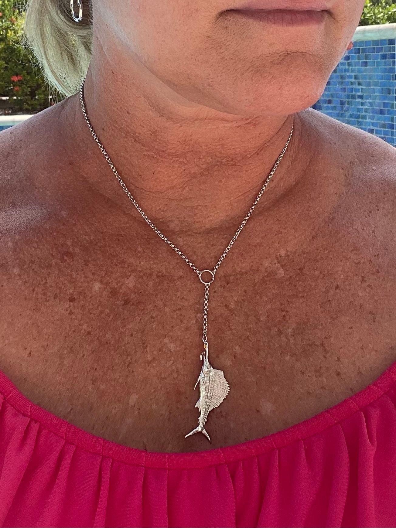 Sailfish Lariat Necklace (16" to 18" adjust)