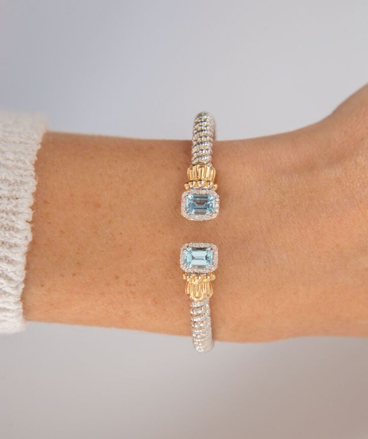 Blue Topaz Ends Diamond Bracelet