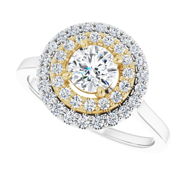 Double Halo Round Engagement Ring