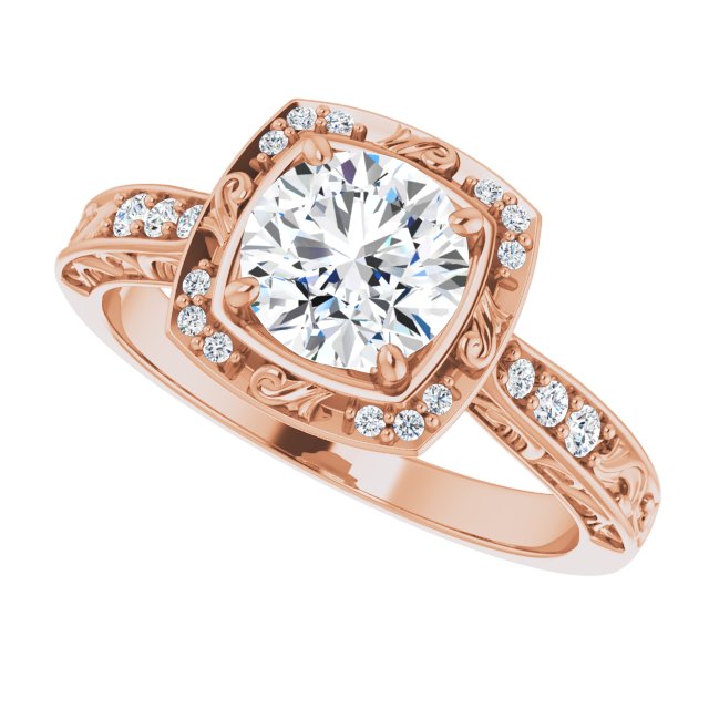 Round Sculptural-Inspired Halo-Style Engagement Ring