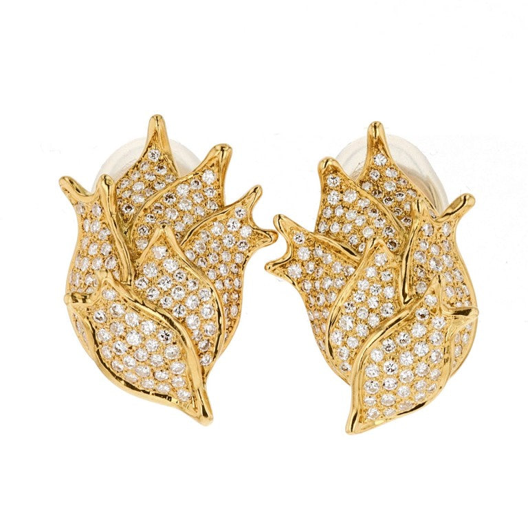 "Angela Cummings" Gold and Diamond Earrings