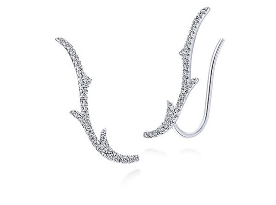 White Gold Ear Climber Earrings .23 ctw Diamonds