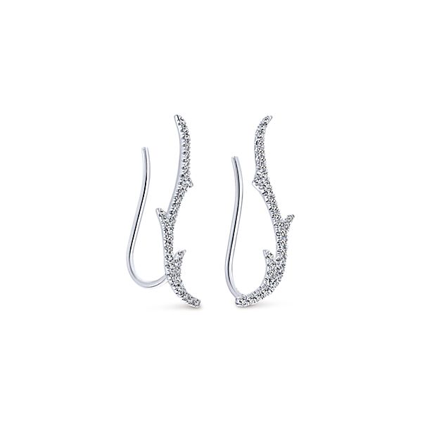 White Gold Ear Climber Earrings .23 ctw Diamonds
