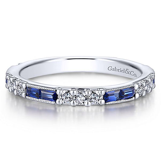 White Gold Stackable A Quality Sapphire Ladies Ring