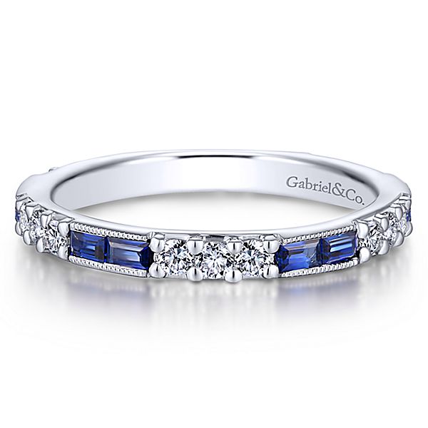 White Gold Stackable A Quality Sapphire Ladies Ring