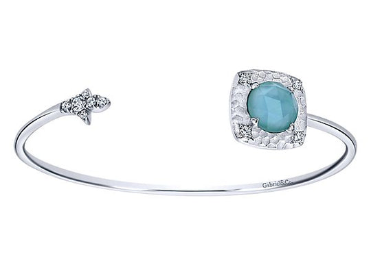 Silver Round Multi Color Stones Bangle