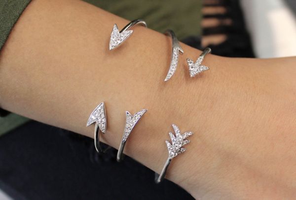 Silver Bangle White Sapphire