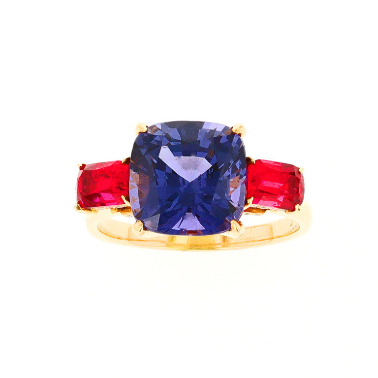 Purple and Red Spinel & Diamond Ring