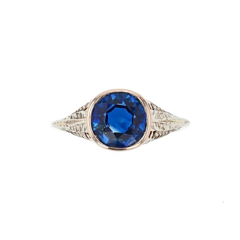 Round No Heat Sapphire Filigree Ring