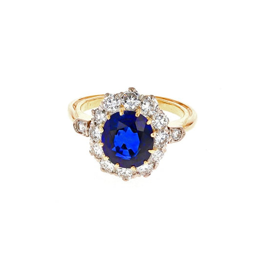Edwardian Ceylon Sapphire and Diamond Ring