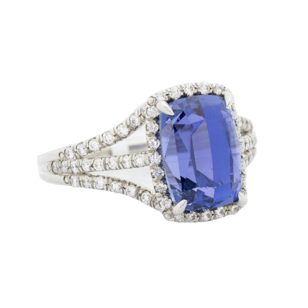 Blue Sapphire & Diamonds Ring