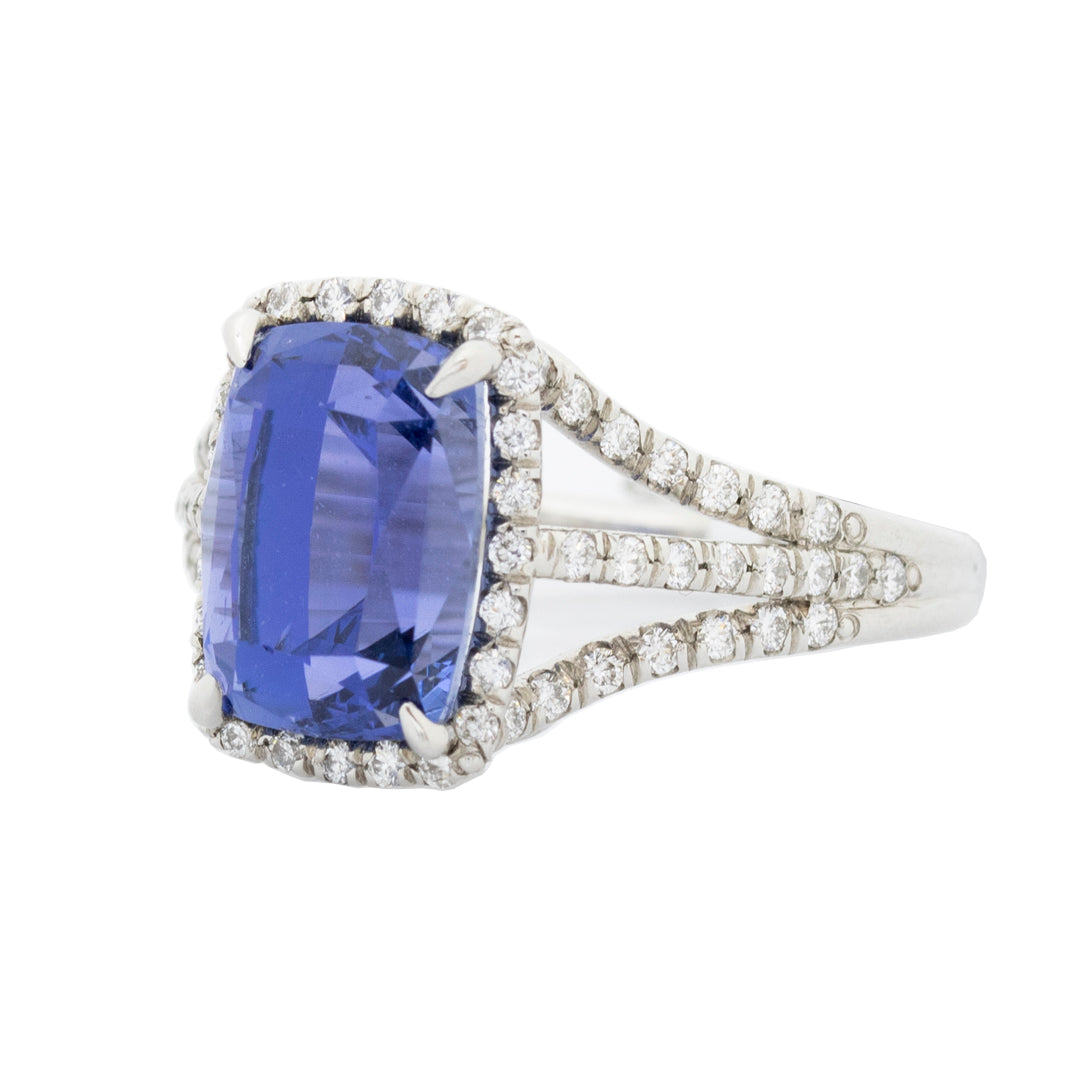 Blue Sapphire & Diamonds Ring