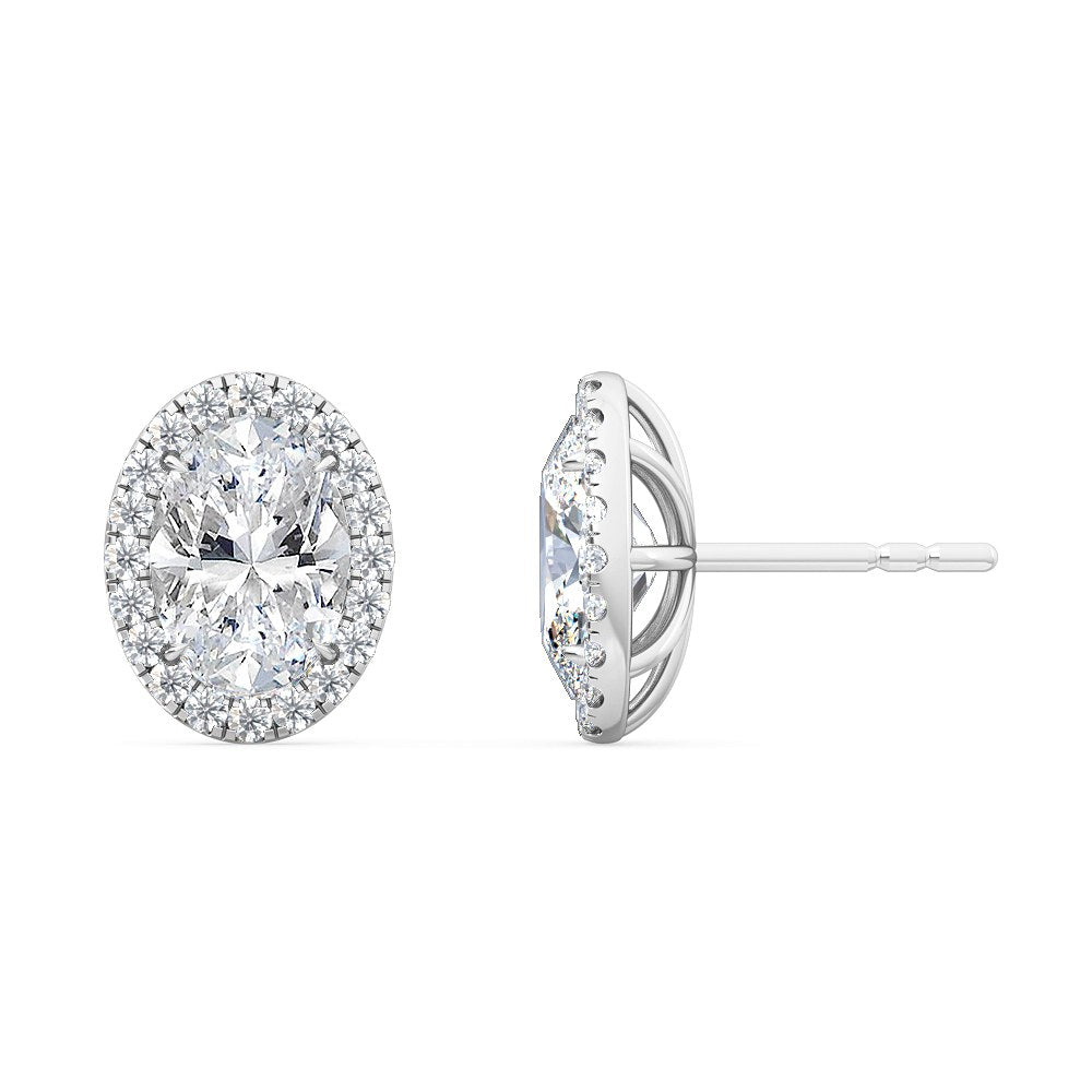 LAB GROWN Oval Diamond Stud Earrings with halo (1.31ctw)