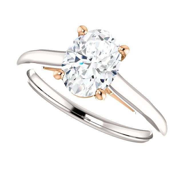 White & Rose Oval Solitaire Engagement Ring