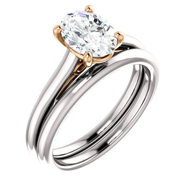 White & Rose Oval Solitaire Engagement Ring