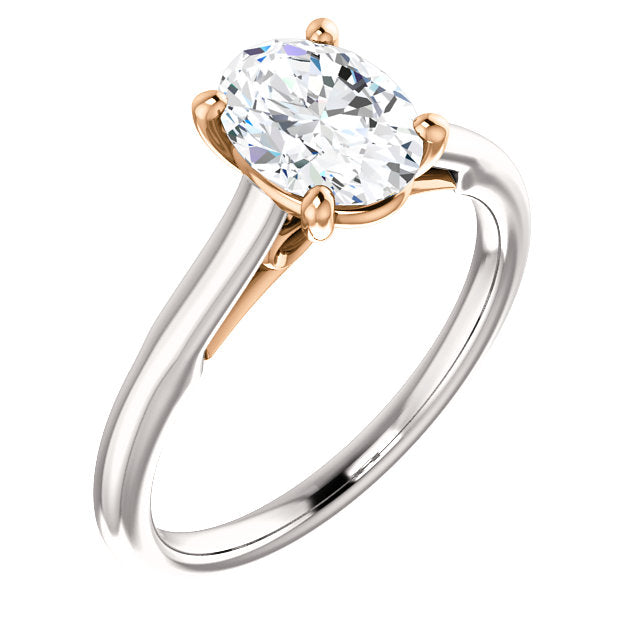 White & Rose Oval Solitaire Engagement Ring