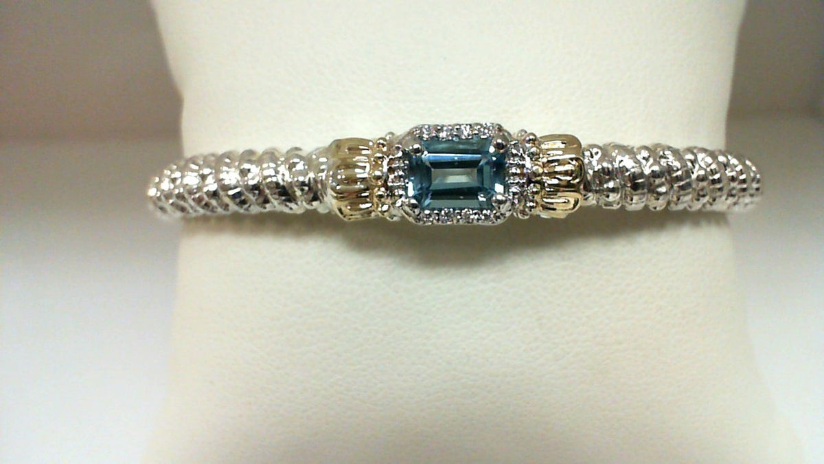 VAHAN Blue Topaz & Diamond Halo Bangle | 24129DSBT04 — stock item photo