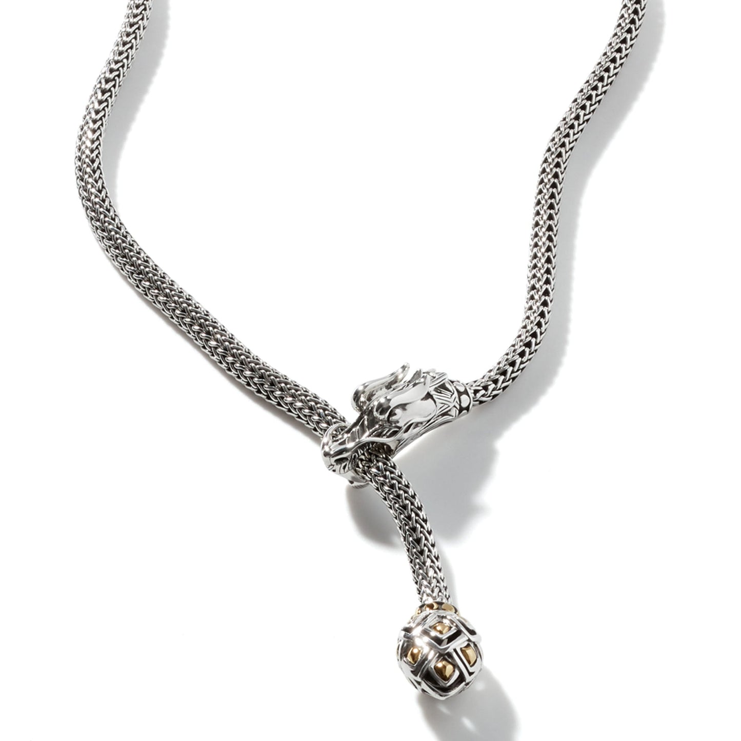 Naga Heritage Silver / 18KY Dragon 5 Mm Adjustable Necklace