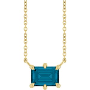 14K Yellow Gold Natural London Blue Topaz 18" Necklace
