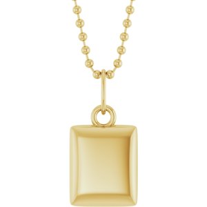 18K Yellow Gold-Plated Sterling Silver Engravable Puffed Dog Tag 18" Necklace