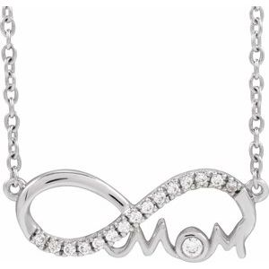 14K White Gold .08 CTW Lab-Grown Diamond Infinity-Inspired Mom 18" Necklace