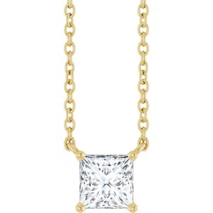 14K Yellow Gold 1/2 CT Lab-Grown Diamond Solitaire 18 " Necklace