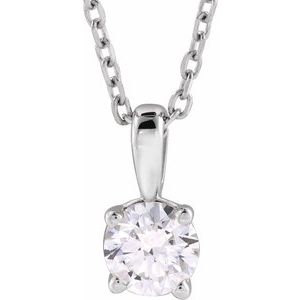 14K White Gold 1/2 CT Lab-Grown Diamond 18" Necklace