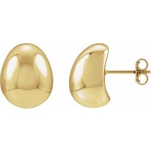 14K Yellow Gold Electroform Puffed Ball Stud Earrings