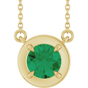 14K Yellow Gold Lab-Grown Emerald 18" Necklace