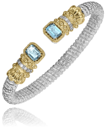 VAHAN Blue Topaz & Diamond Halo Cuff | 23554DSBT06 — stock item photo