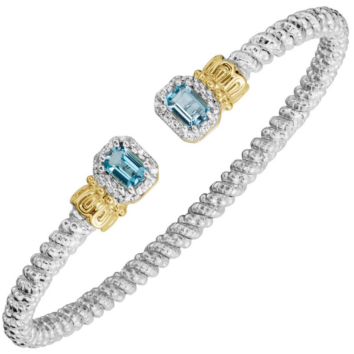 VAHAN Sky Blue Topaz & Diamond Cuff | 23968DSBT04 — stock item photo