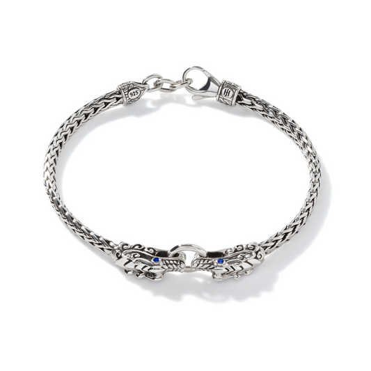 John Hardy Naga Slim Chain Bracelet with Blue Sapphire Eyes — stock item photo