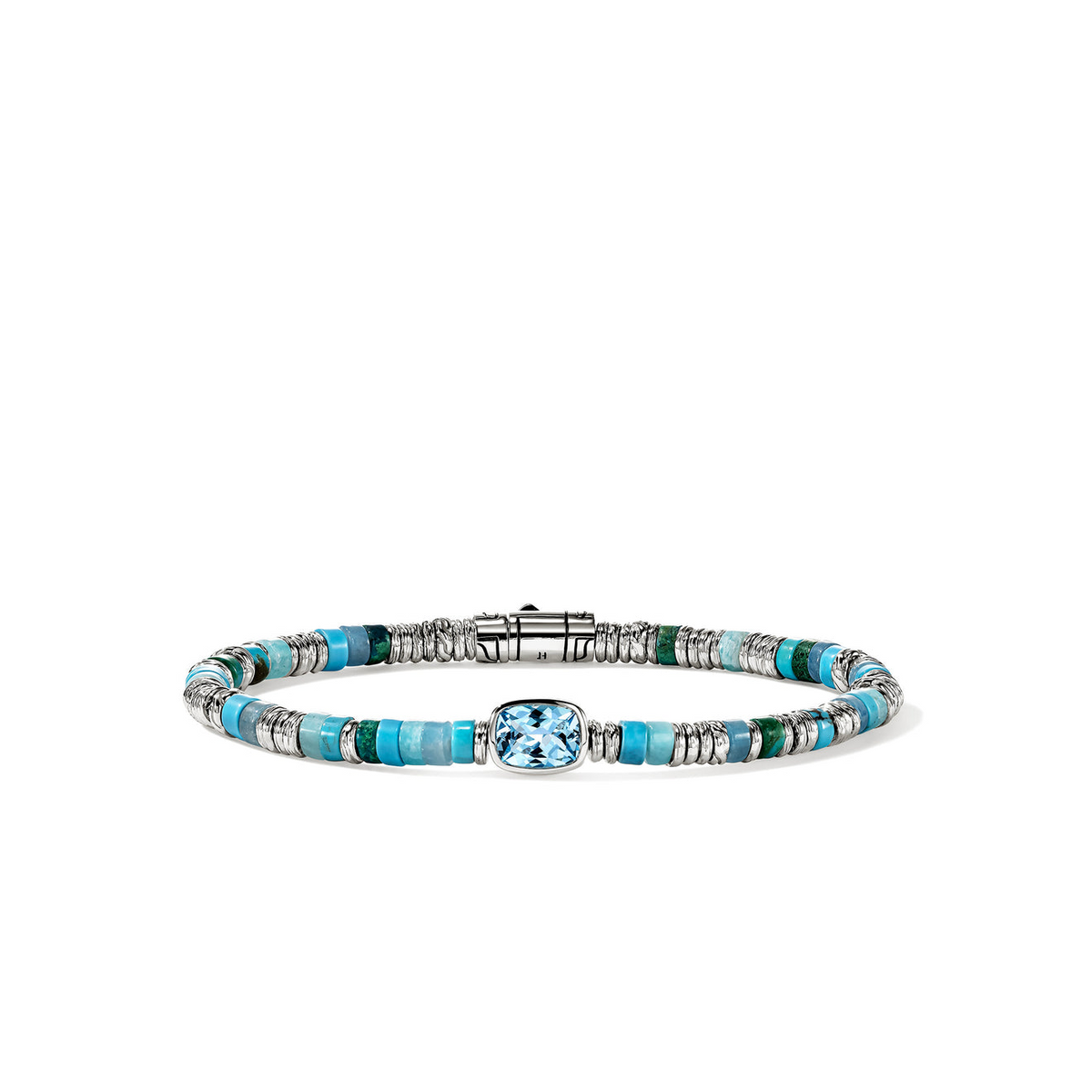John Hardy Heishi Blue Topaz & Mixed Gemstone Bracelet — stock item photo