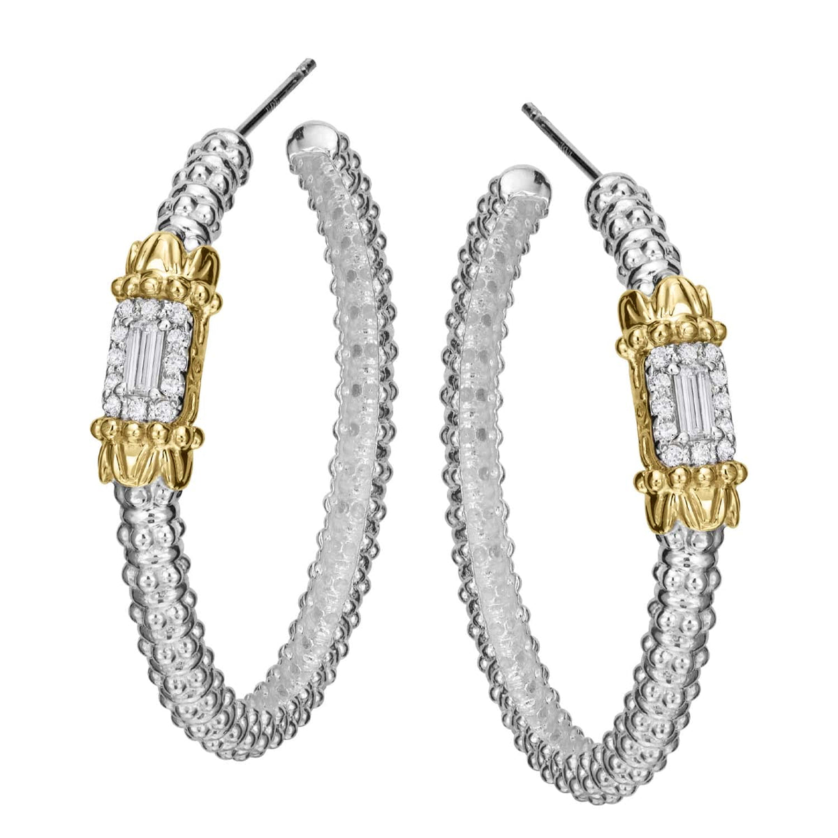 VAHAN Diamond Baguette Hoops | 43169D — product view