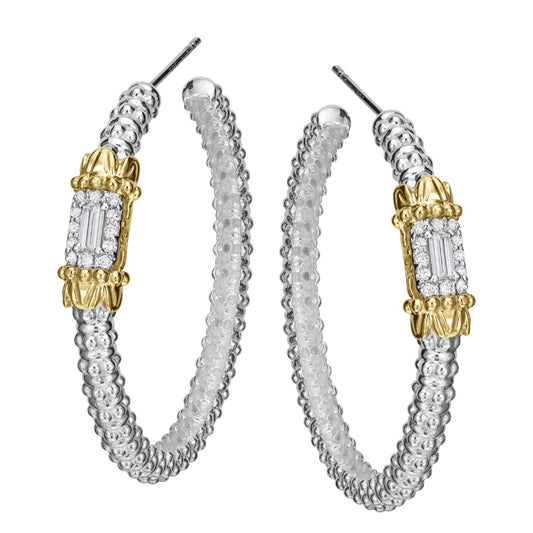 VAHAN Diamond Baguette Hoops | 43169D — product view