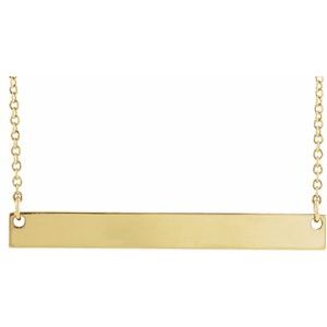 14K Yellow Gold Engravable Bar 18" Necklace