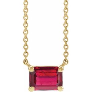 14K Yellow Gold Lab-Grown Ruby 18" Necklace
